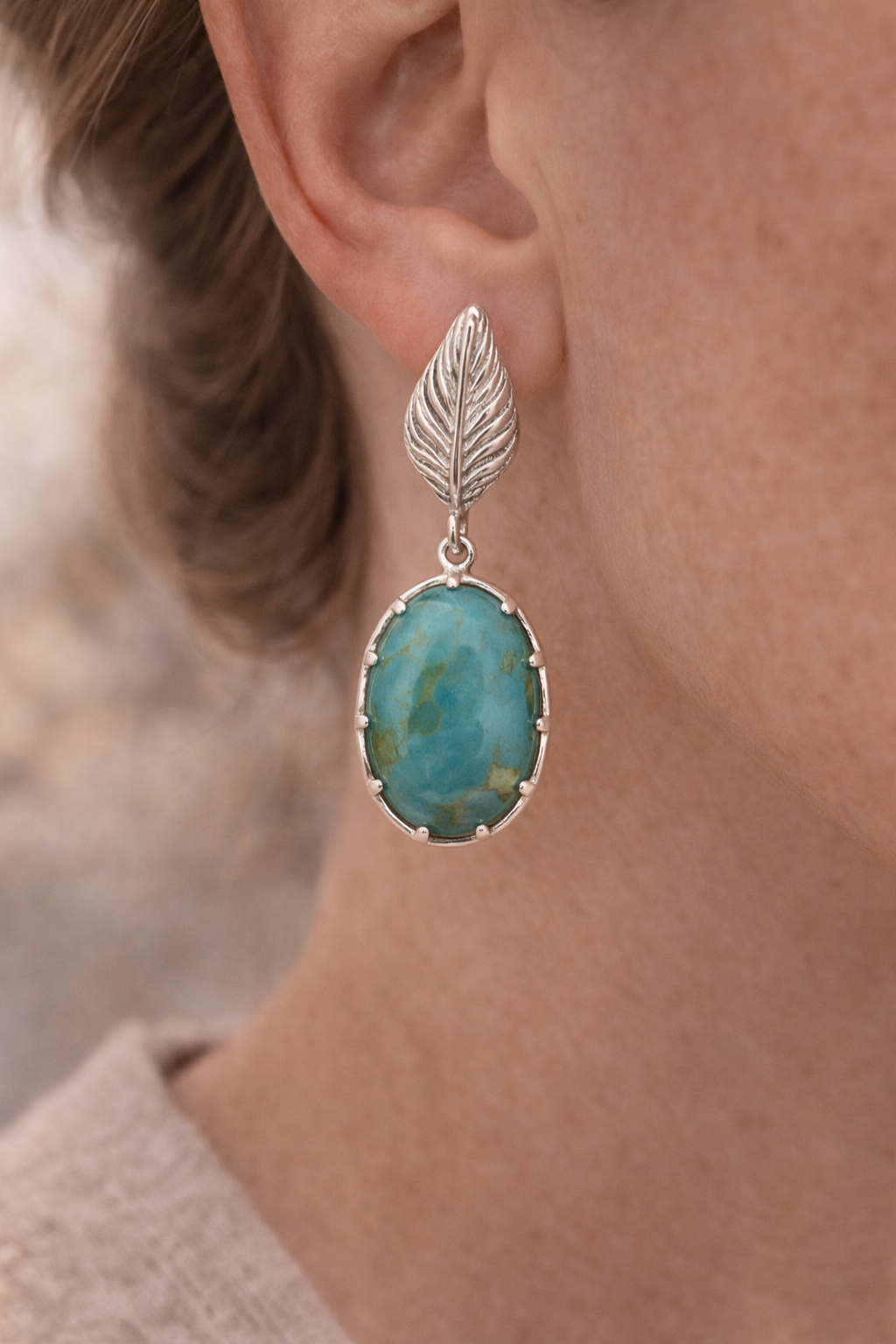 Simply Savvy “Turquoise Oasis” Leaf Drop Earrings