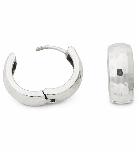 Pre-Owned Silpada P1636 Hammered Sterling Silver Hinge Hoop Earrings – Small Post Hoops
