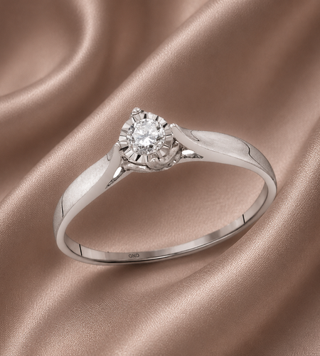 Simply Savvy 10K White Gold Diamond Solitaire Promise Ring | 1/12 CTW Round Diamond