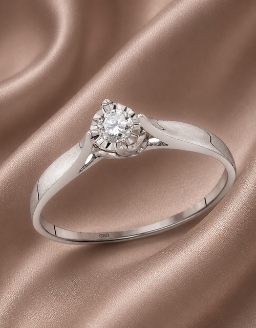 Load image into Gallery viewer, Simply Savvy 10K White Gold Diamond Solitaire Promise Ring | 1/12 CTW Round Diamond

