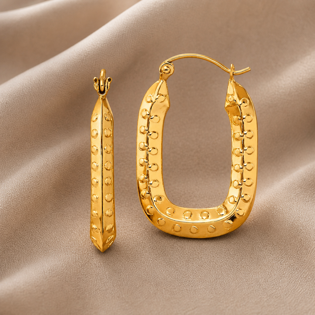 Aurora Edge Rectangular Gold Hoops-14K Yellow Gold Polished (25mm)