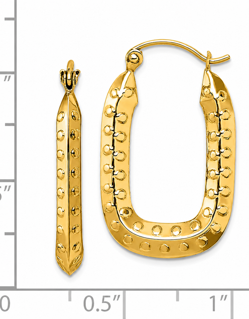 Load image into Gallery viewer, Aurora Edge Rectangular Gold Hoops-14K Yellow Gold Polished (25mm)
