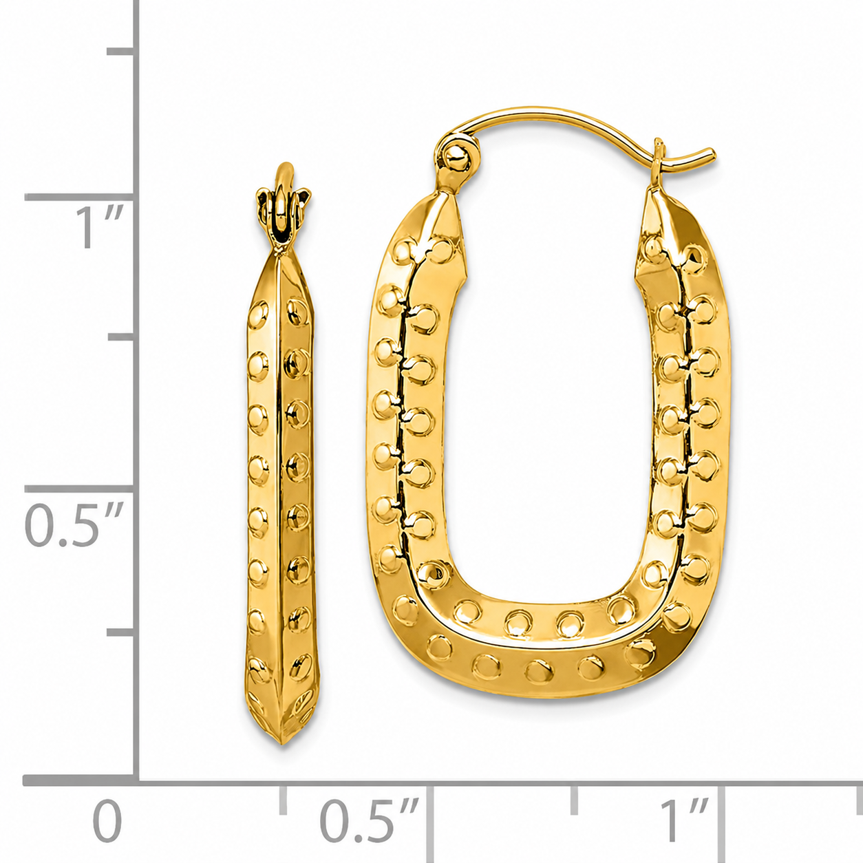 Aurora Edge Rectangular Gold Hoops-14K Yellow Gold Polished (25mm)