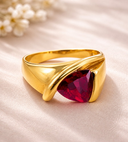 Crimson Edge Trillion Statement Ring -  with Gold Overlay