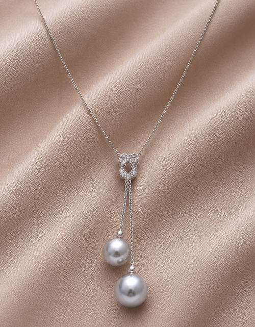 Load image into Gallery viewer, 925 Sterling Silver Tahitian Pearl Drop Necklace – 8x9mm
