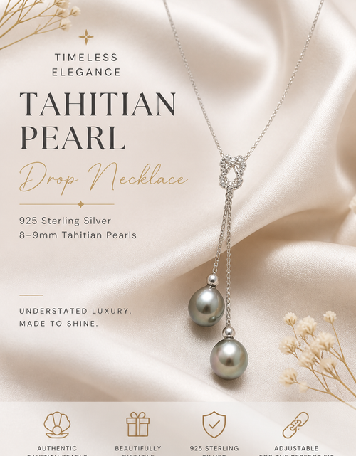 Load image into Gallery viewer, 925 Sterling Silver Tahitian Pearl Drop Necklace – 8x9mm
