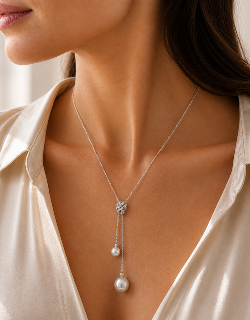 Load image into Gallery viewer, 925 Sterling Silver Tahitian Pearl Drop Necklace – 8x9mm

