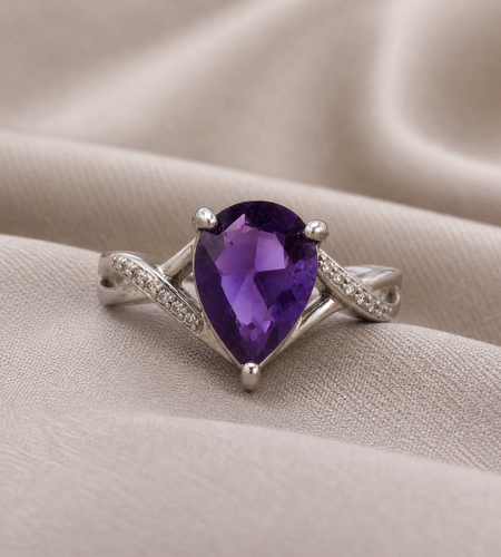 Violet Grace Amethyst Ring - .925 Sterling Silver Oval Amethyst – Size 7|Classic Solitaire