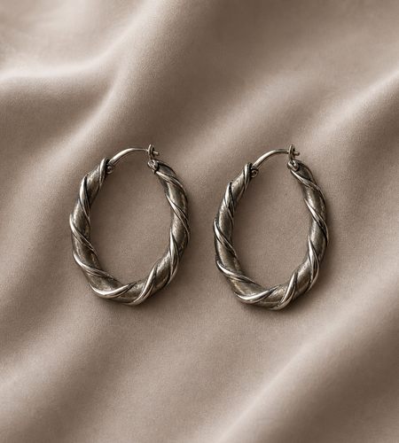 Simply Savvy “Twisted Radiance” Dobbs Sterling Silver Hoop Earrings