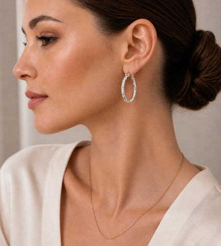 Simply Savvy “Twisted Radiance” Dobbs Sterling Silver Hoop Earrings