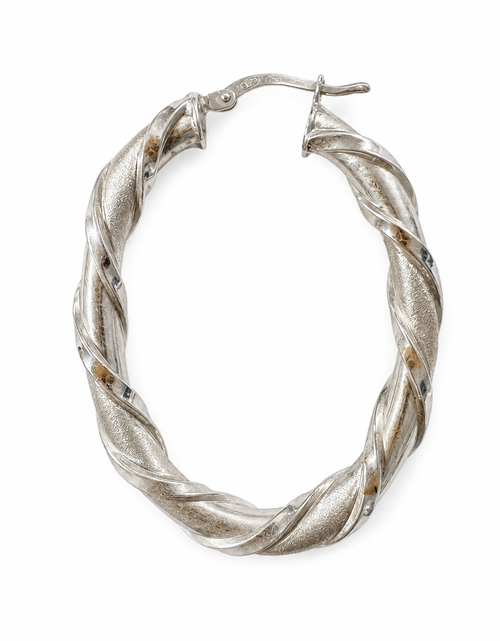 Load image into Gallery viewer, Simply Savvy “Twisted Radiance” Dobbs Sterling Silver Hoop Earrings

