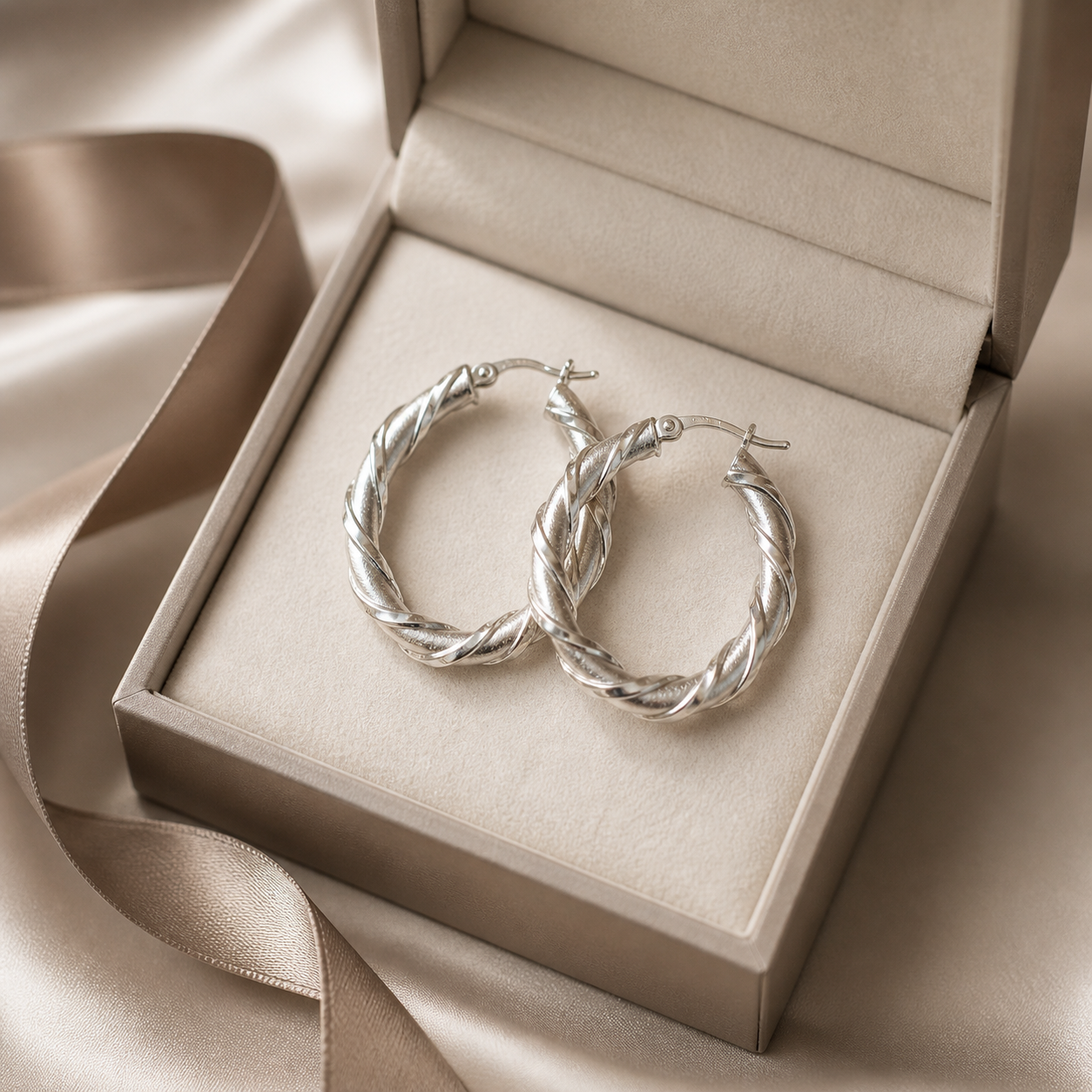 Simply Savvy “Twisted Radiance” Dobbs Sterling Silver Hoop Earrings