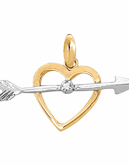 Load image into Gallery viewer, Simply Savvy “Cupid’s Arrow” 14K Gold Diamond Heart Pendant Necklace
