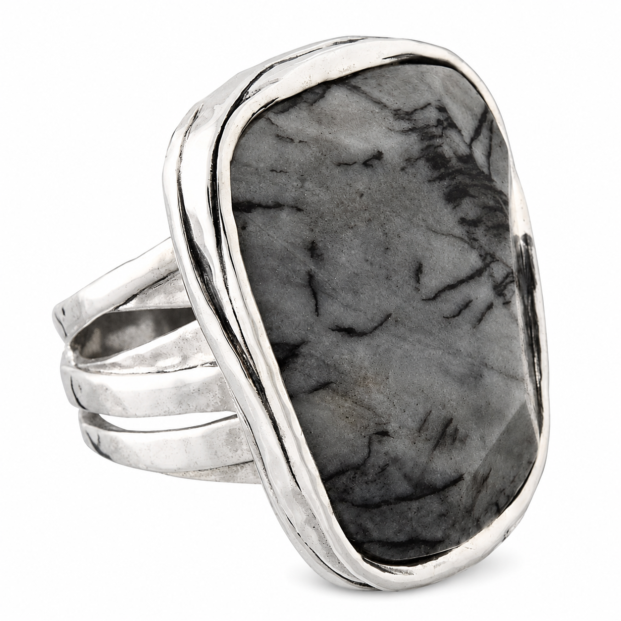 Pre-Owned Silpada R2761 Sterling Silver Zebra Jasper Abstract Statement Ring Size 7