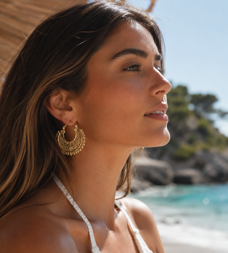 Novica Gold Over Sterling Silver “Golden Marrakech Hoops” - Artisan Filigree Earrings NEW