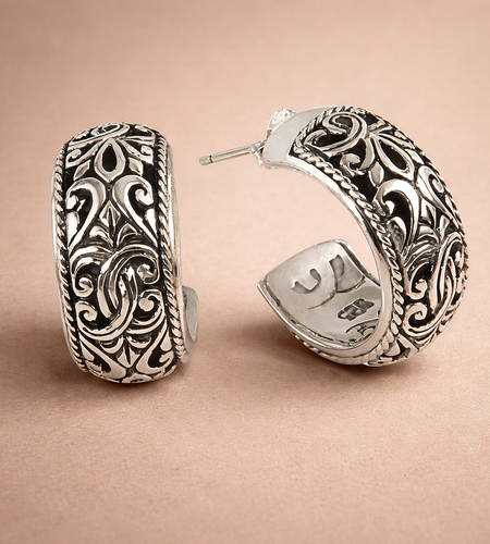 Simply Savvy Bali Artisan Sterling Silver Hoop Earrings – Handcrafted Elegance