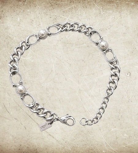 Coach Silver-Tone Pearl Link Chain Bracelet 7.5” + Extender