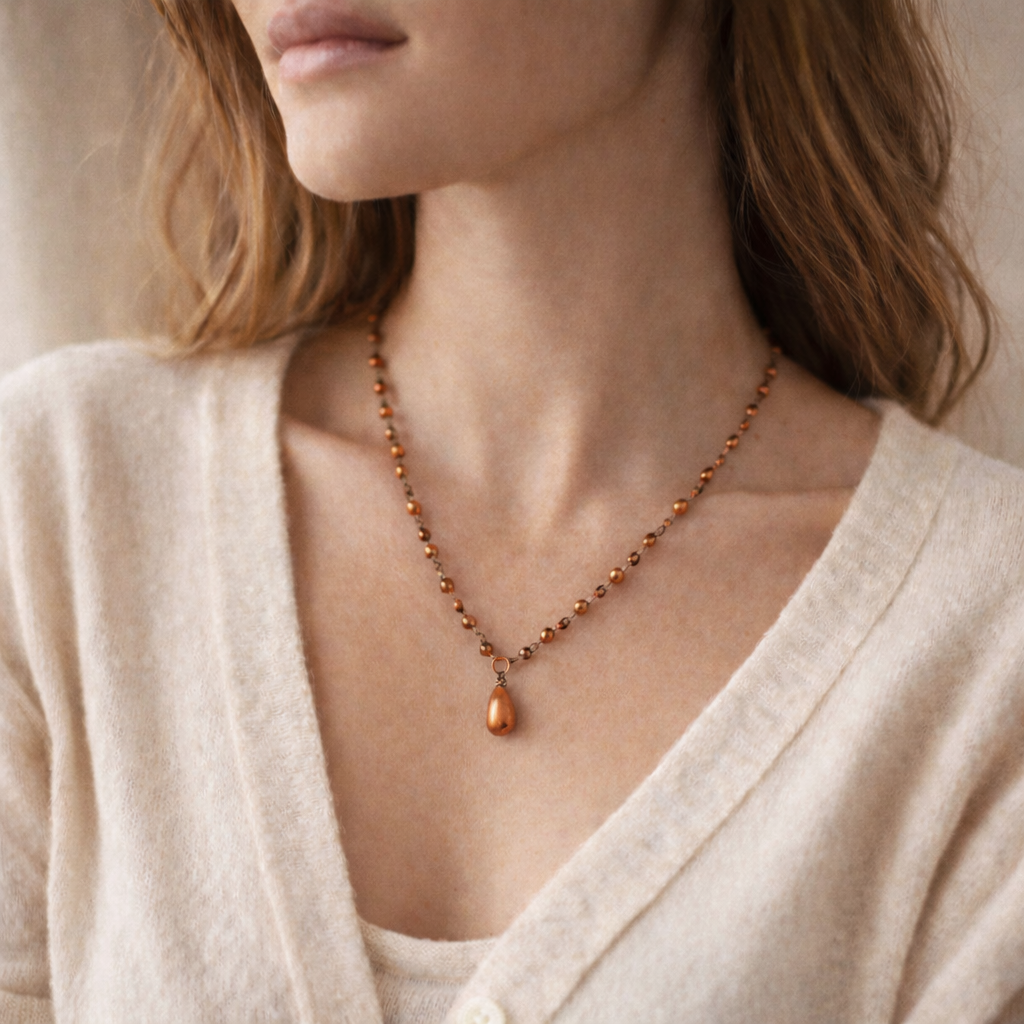 Pre-Owned Silpada Copper Freshwater Pearl Necklace - Retired Design