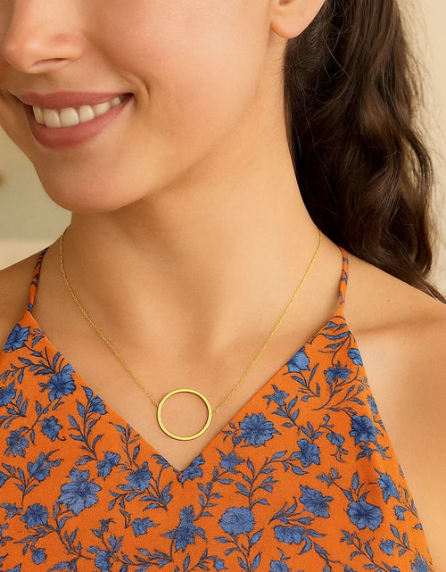 Load image into Gallery viewer, 14K Yellow Gold Large Open Circle Necklace – 18 Inch
