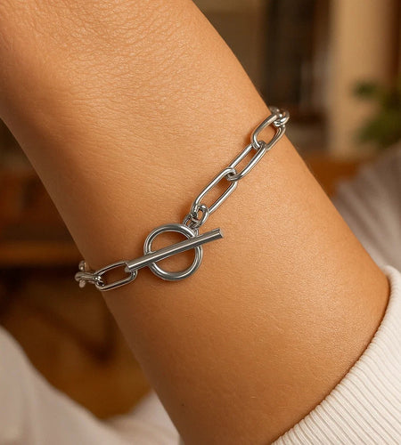 Sterling Silver Paperclip Toggle Bracelet