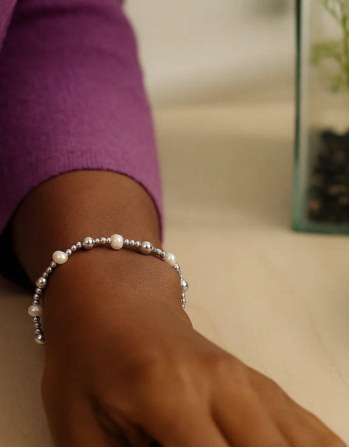 Load image into Gallery viewer, Sterling Silver Pearl and Bead Bracelet
