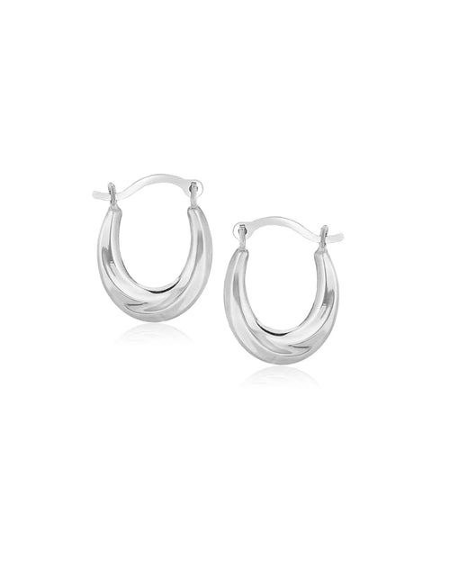 Load image into Gallery viewer, 10K White Gold Oval Hoop Earrings
