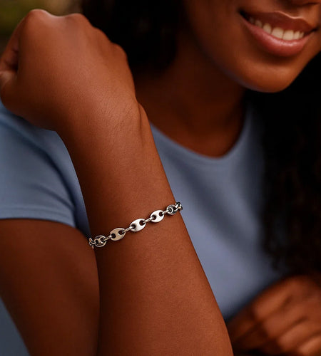 Sterling Silver Puffed Mariner Bracelet