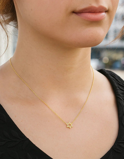 Load image into Gallery viewer, 14K Yellow Gold Star of David Necklace – 18 Inch
