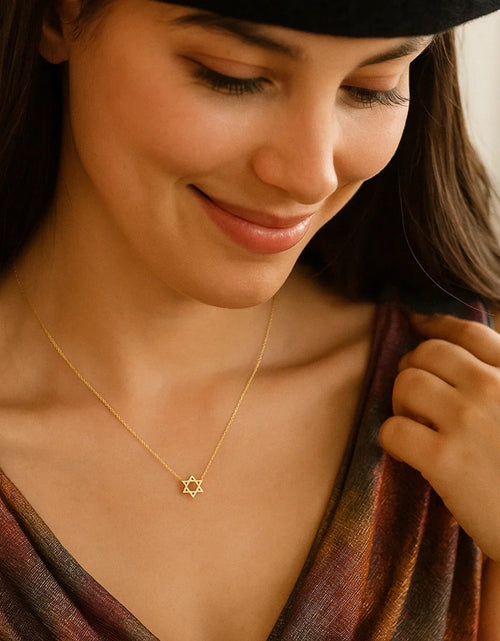 Load image into Gallery viewer, 14K Yellow Gold Star of David Necklace – 18 Inch
