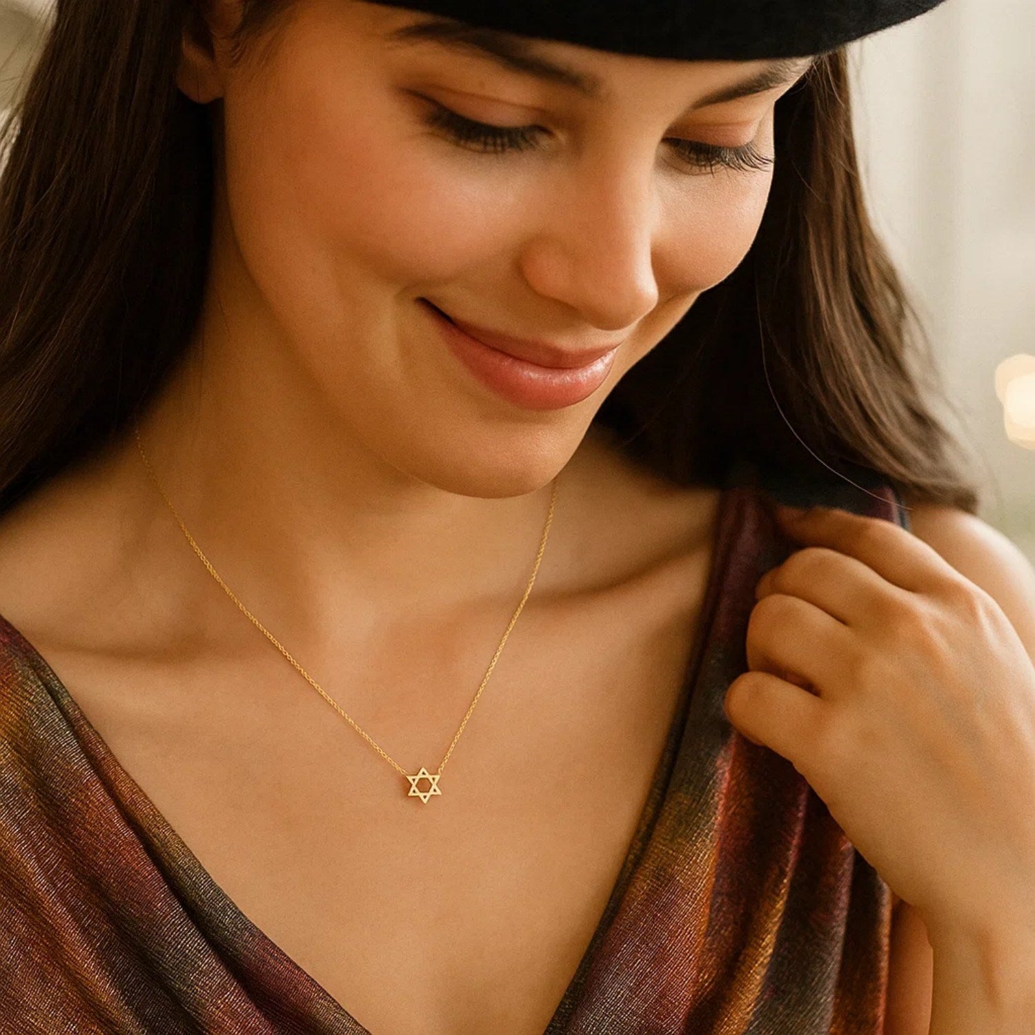 14K Yellow Gold Star of David Necklace – 18 Inch