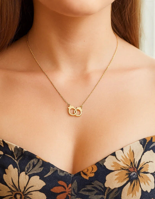 Load image into Gallery viewer, 14K Yellow Gold Interlocking Handcuff Necklace 18 Inch
