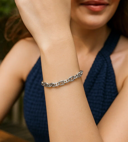 Sterling Silver Puffed Mariner Bracelet