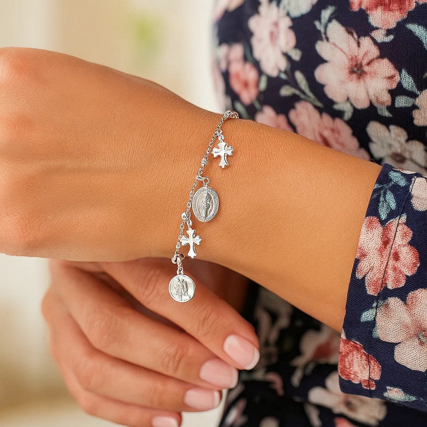 Sterling Silver Faith Charm Bracelet