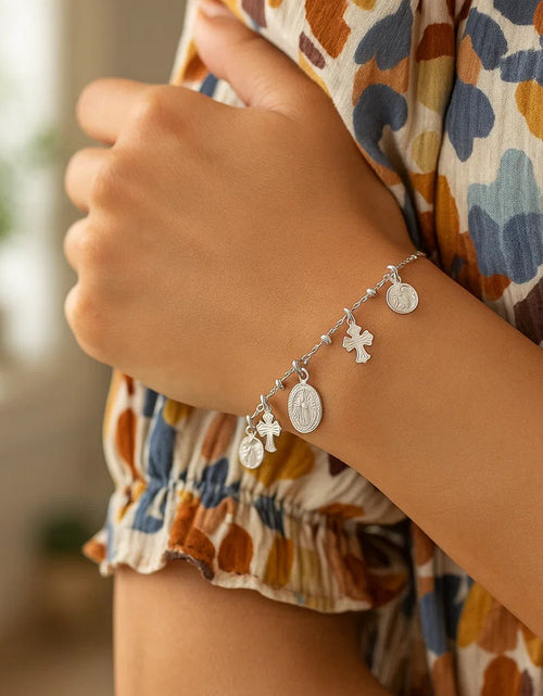 Load image into Gallery viewer, Sterling Silver Faith Charm Bracelet
