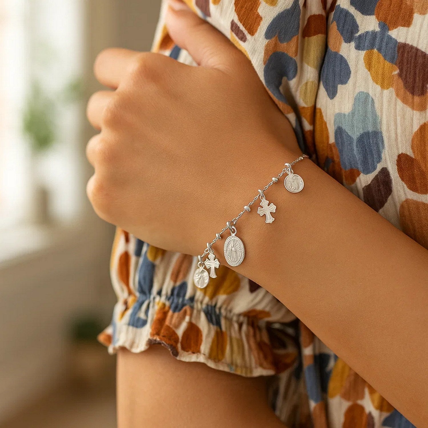 Sterling Silver Faith Charm Bracelet