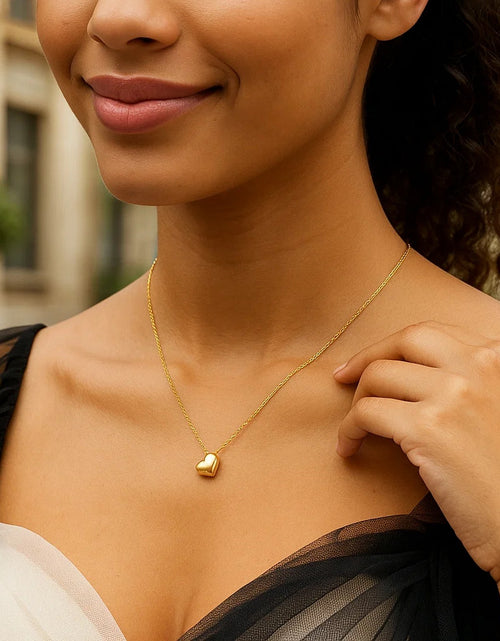 Load image into Gallery viewer, 14K Yellow Gold Puffed Mini Heart Pendant Necklace 18 Inch
