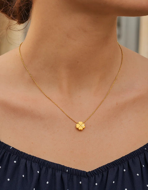 Load image into Gallery viewer, 14K Yellow Gold Diamond Four-Leaf Clover Necklace 18 Inch
