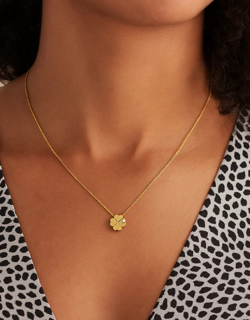 Load image into Gallery viewer, 14K Yellow Gold Diamond Four-Leaf Clover Necklace 18 Inch
