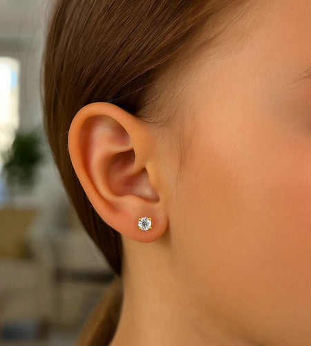 14K Yellow Gold 2mm CZ Stud Earrings