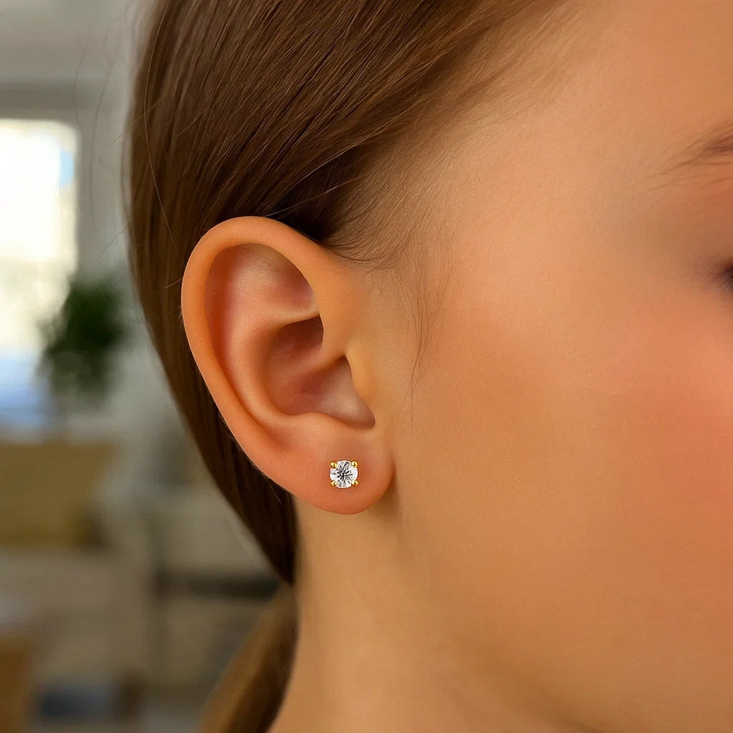 14K Yellow Gold 2mm CZ Stud Earrings