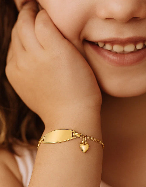 Load image into Gallery viewer, 14k Yellow Gold Children’s Heart Charm ID Bracelet – 6 Inches
