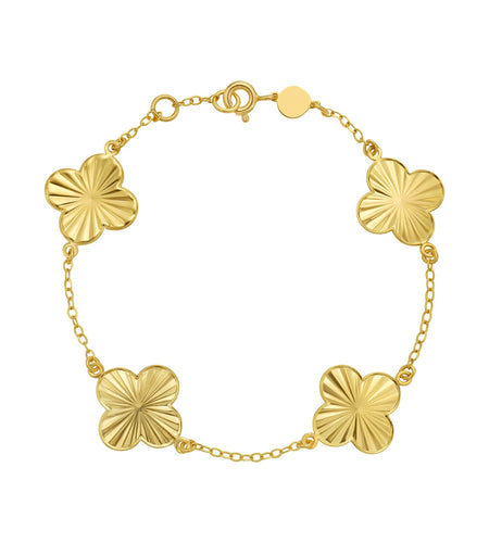14k Yellow Gold Clover Link Bracelet – 7.25 Inches