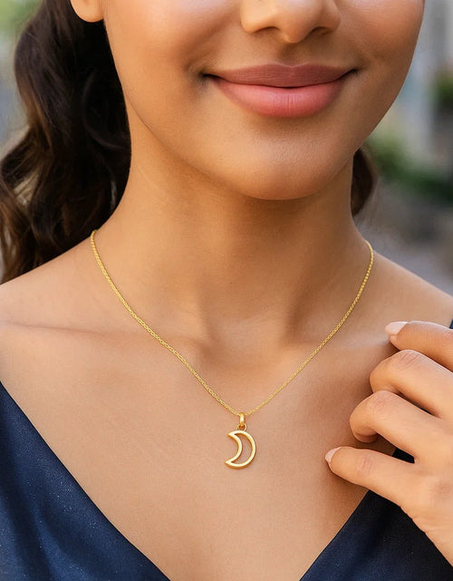 Load image into Gallery viewer, 14K Yellow Gold Crescent Moon Necklace – 18 Inch
