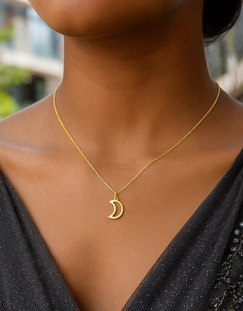 Load image into Gallery viewer, 14K Yellow Gold Crescent Moon Necklace – 18 Inch
