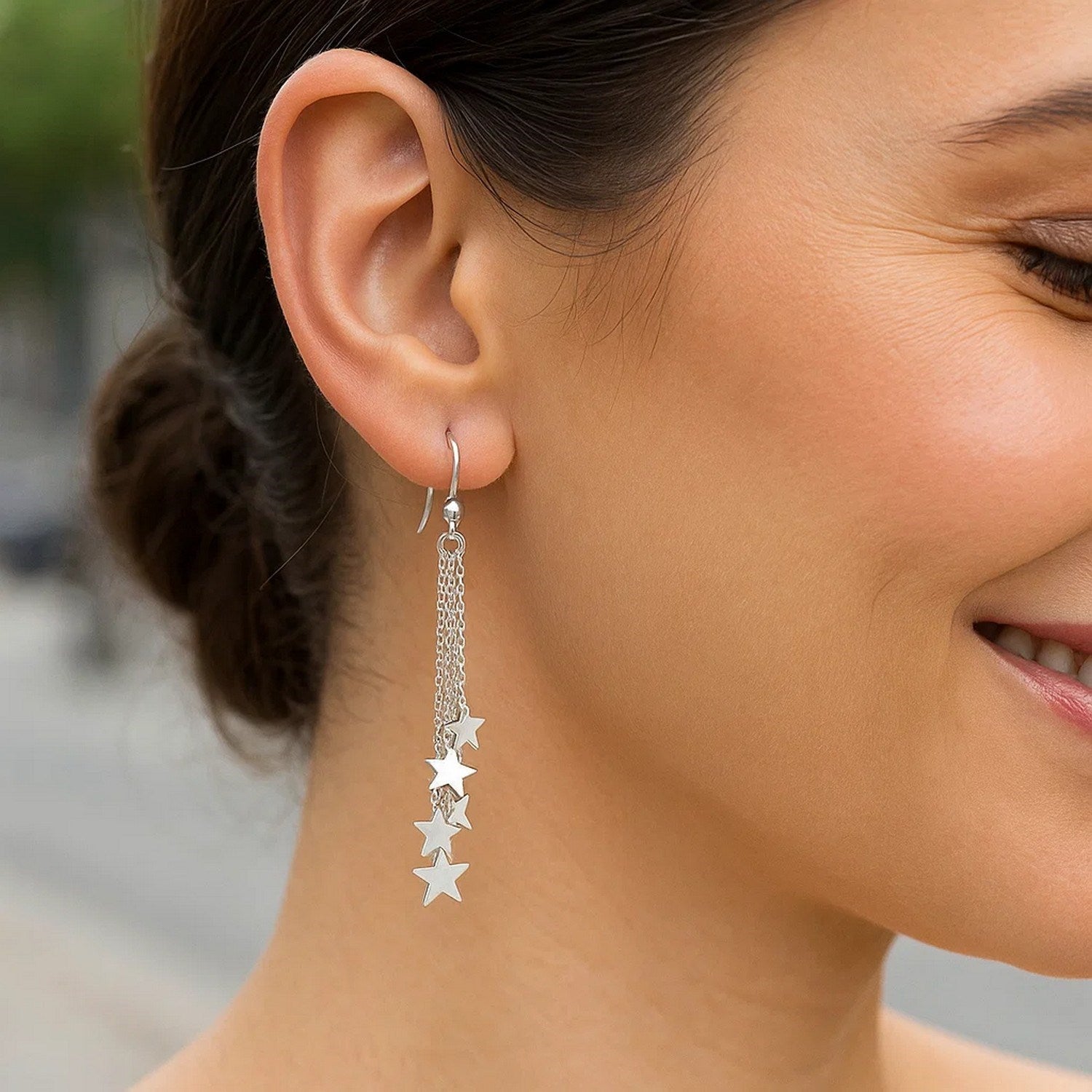 Sterling Silver Star Tassel Earrings