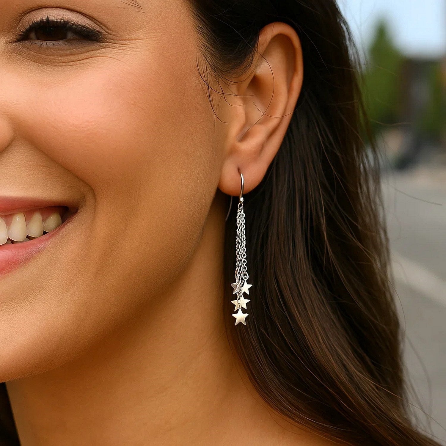 Sterling Silver Star Tassel Earrings