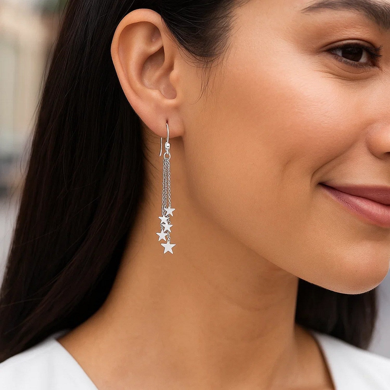 Sterling Silver Star Tassel Earrings