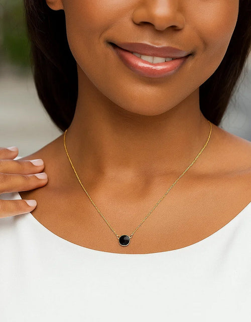 Load image into Gallery viewer, 14K Yellow Gold Round Black Onyx Necklace – 17 Inches
