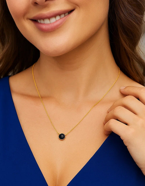 Load image into Gallery viewer, 14K Yellow Gold Round Black Onyx Necklace – 17 Inches
