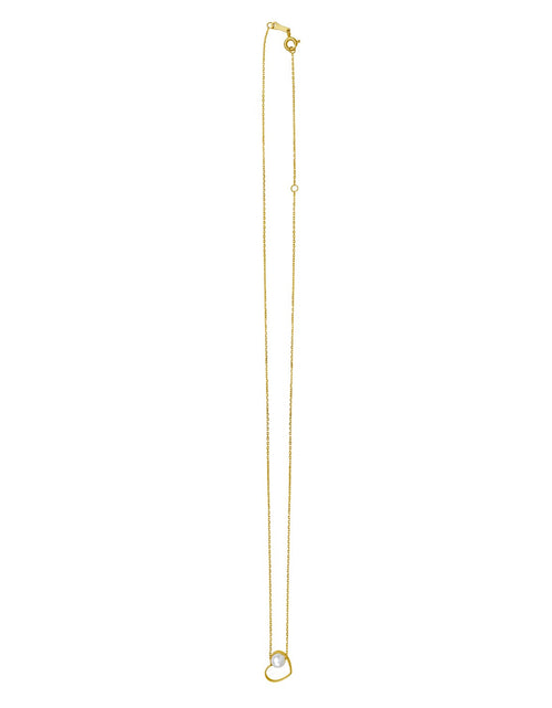 Load image into Gallery viewer, 14K Yellow Gold Open Heart Freshwater Pearl Necklace – Adjustable 16 to 18 Inch
